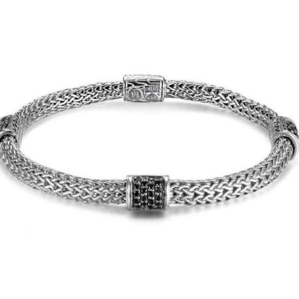 John Hardy Classic Chain/Black Sapphire 4 Stations